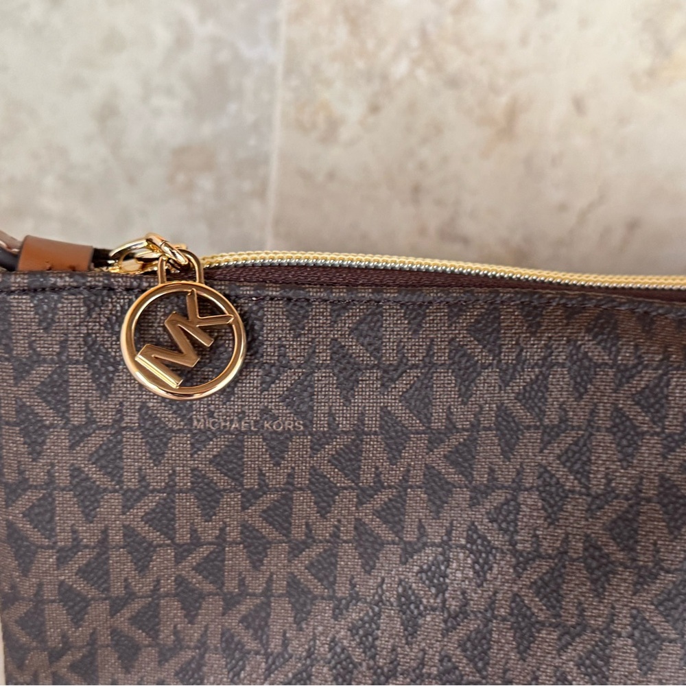 Michael Kors Travel XL Top Zip Tote Shoulder Bag MK Brown Tangerine - Picture 10 of 16